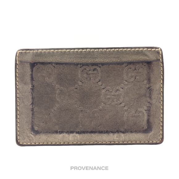 🔴 Gucci Card Holder Wallet - Metallic Bronze Guccissima - Picture 1 of 6